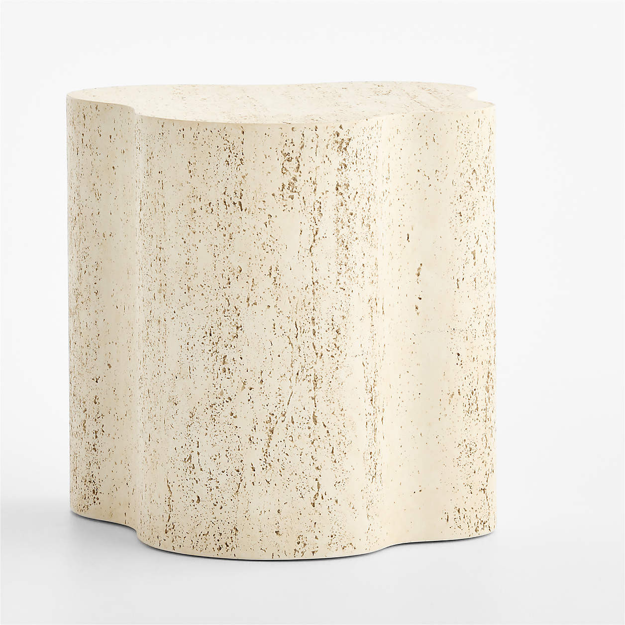 Fleur Faux Travertine Resin 24" Side Table | Crate & Barrel | Crate & Barrel
