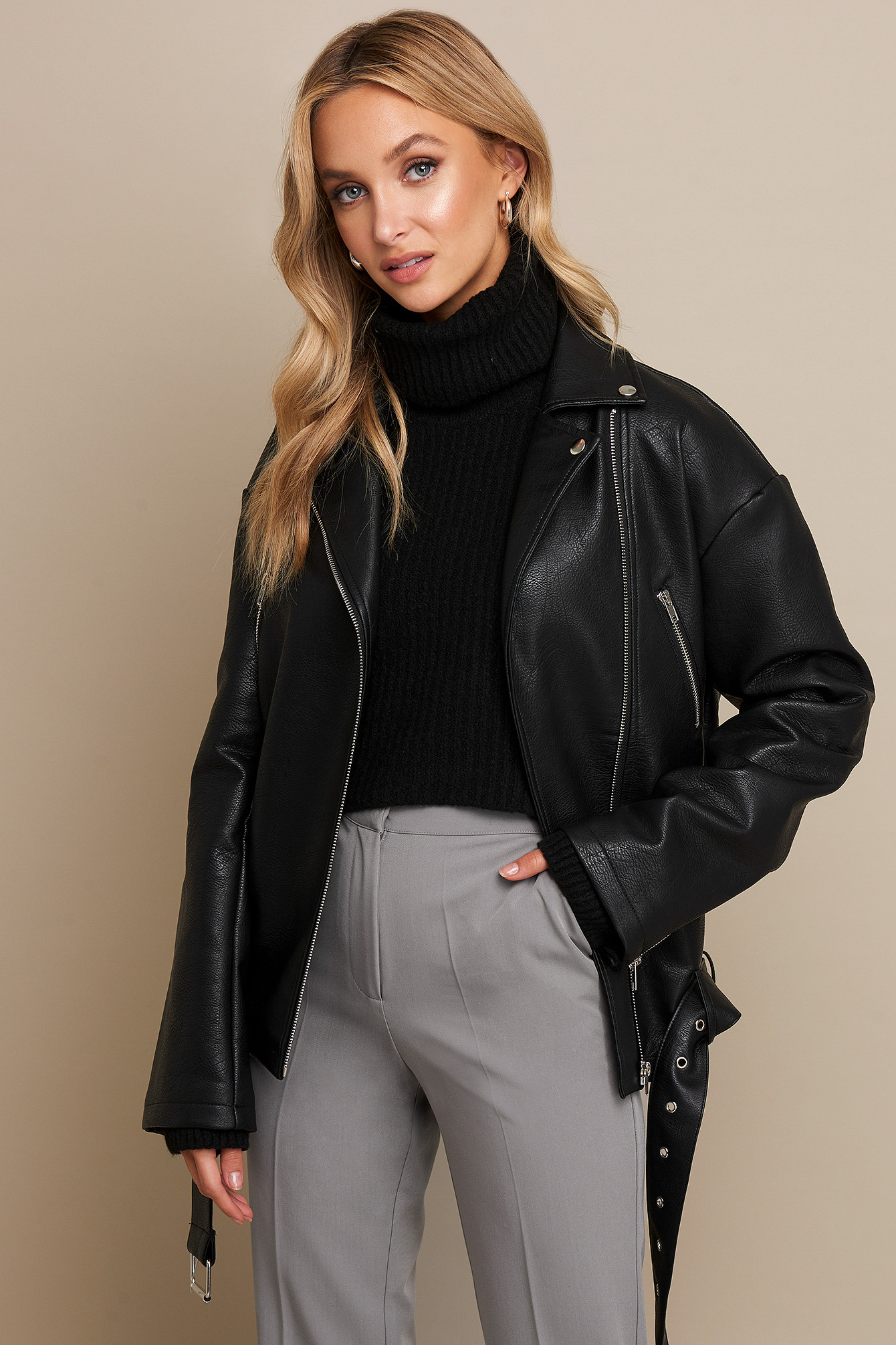 PU Oversized Jacket Schwarz | NA-KD DE, AT, CH