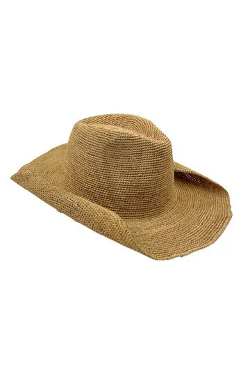 MARCUS ADLER Packable Raffia Straw Cowboy Hat in Natural at Nordstrom Rack | Nordstrom Rack