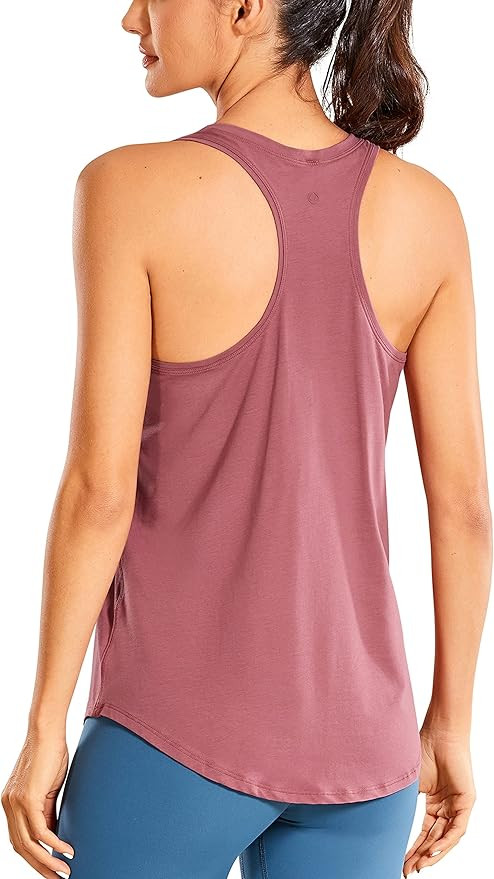 CRZ YOGA Women's Racerback Workout Tank Tops Loose Fit - Soft Pima Cotton Athletic Yoga Shirts Li... | Amazon (US)