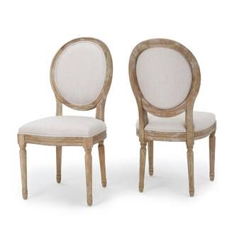 Phinnaeus Beige Fabric Dining Chairs (Set of 2) | The Home Depot