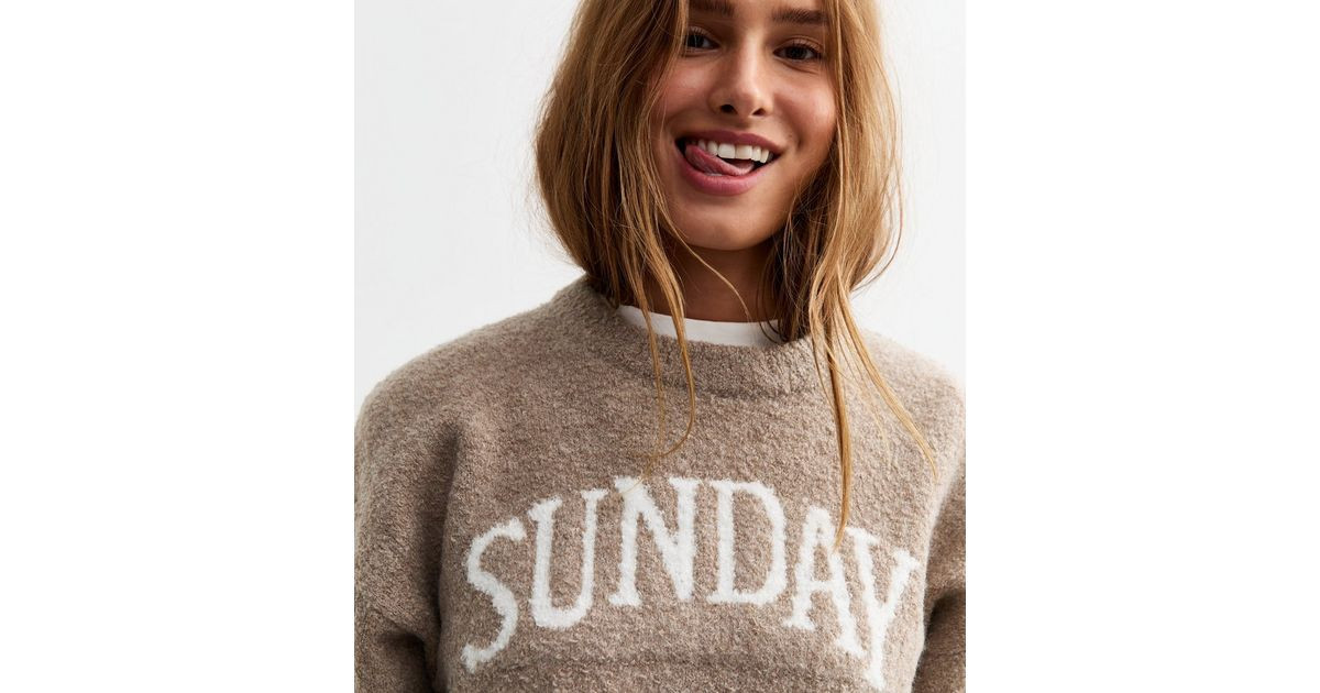 Mink Bouclé Knit Sunday Jumper | New Look | New Look (UK)