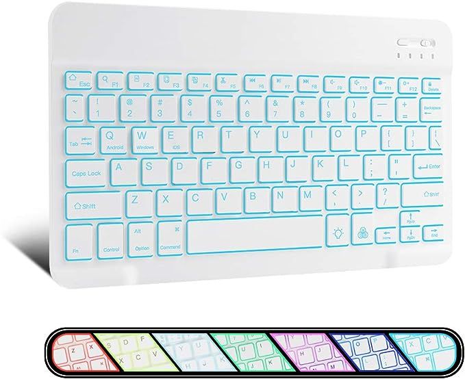 XIWMIX Ultra-Slim Wireless Bluetooth Keyboard - 7 Colors Backlit Universal Rechargeable Keyboard ... | Amazon (US)