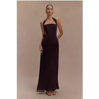 Stacie Pleated Halter Maxi Dress / Cacao | MESHKI | M | MESHKI US