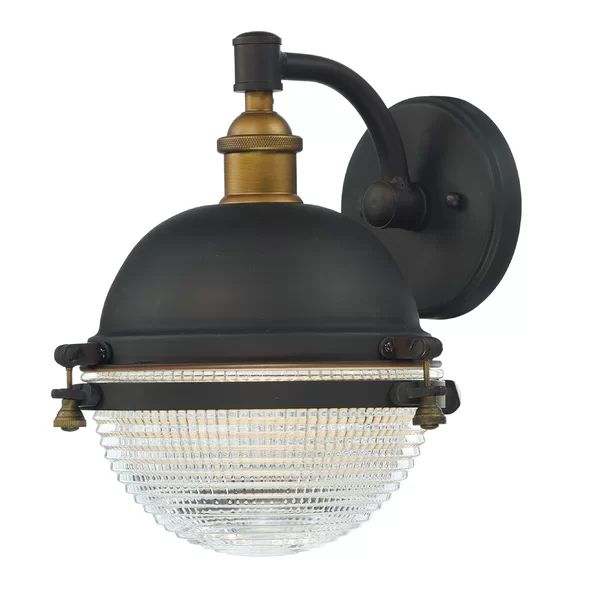 Micanopy Oil Rubbed Bronze/Antique Brass 11'' H Outdoor Barn Light | Wayfair North America