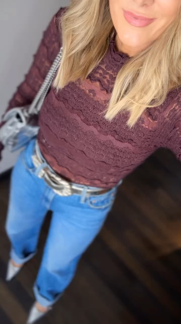 Loving this lace burgundy body suit and jeans for a date night outfit ♥️😍🍷

#LTKOver40 #LTKFindsUnder50 #LTKStyleTip