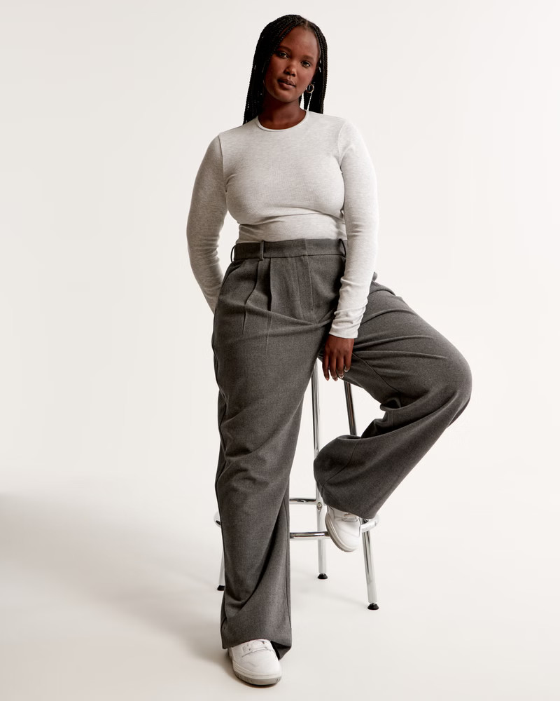 Women's Long-Sleeve Featherweight Rib Cropped Crew Tee | Women's Tops | Abercrombie.com | Abercrombie & Fitch (US)