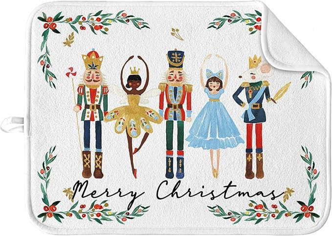 Artoid Mode Watercolor Nutcrackers Merry Christmas Dish Drying Mat for Kitchen Counter, 18x24 Inc... | Amazon (US)