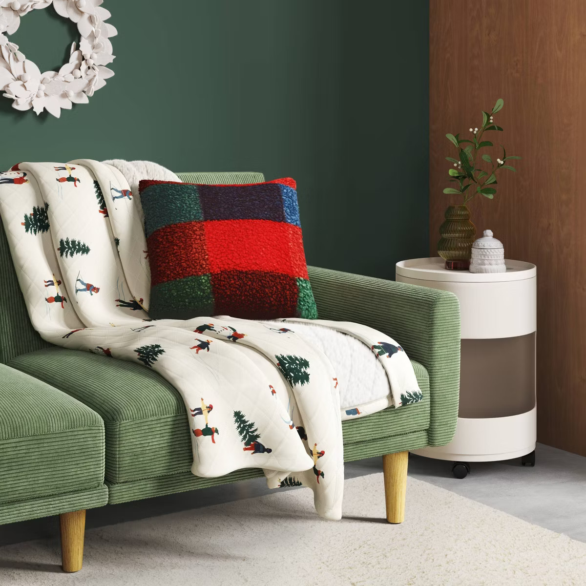 Winter Fun Quilted Jersey Throw Blanket with Faux Shearling Reverse Ivory - Room Essentials™ | Target