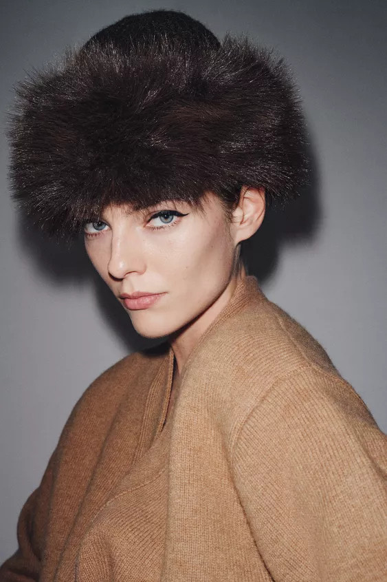 FAUX FUR KNIT BEANIE | Zara US