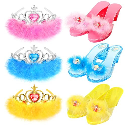 Princess Dress Up Shoes Set, Girls Role Play Dress Up Toys,Toddler Pretend Play Crown Kit Gift Set for Little Girls Aged 3-6 Years Old | Amazon (US)