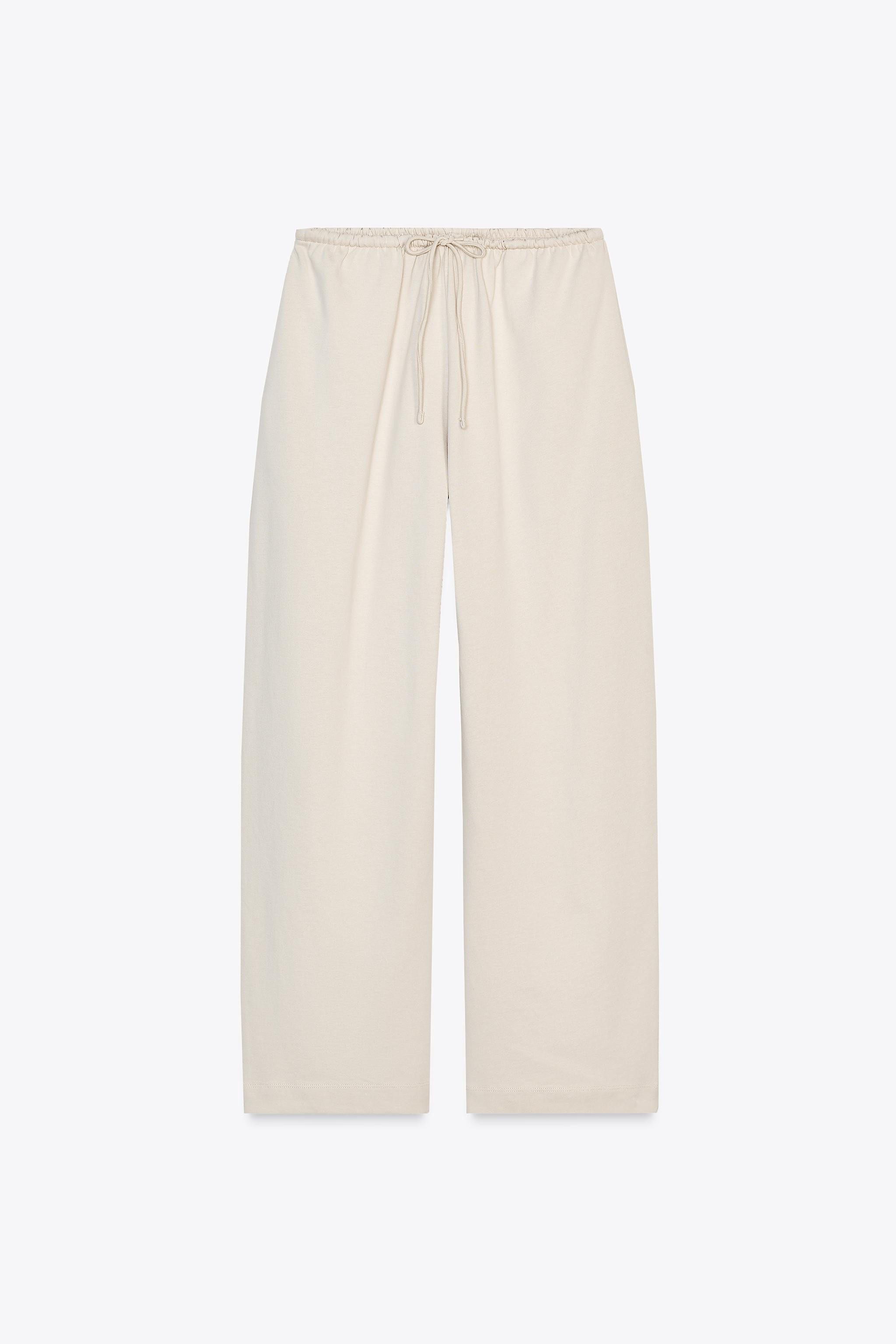 HEAVY COTTON WIDE LEG PANTS | Zara US