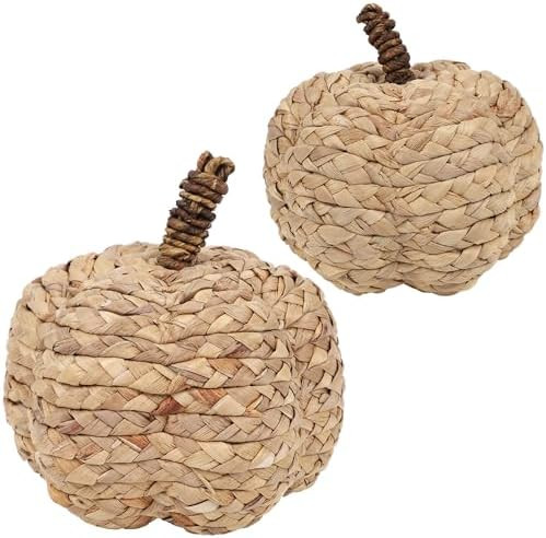winemana 2 Pack Pumpkin Fall Decor Thanksgiving Decorative Pumpkins for Home Woven Cattail Figuri... | Amazon (US)