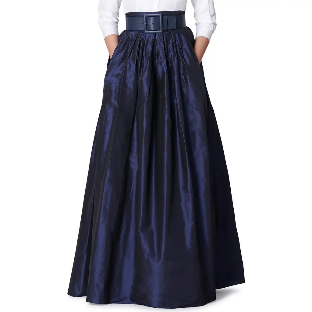 Carolina Herrera High Waist Silk Ball Skirt in Midnight at Nordstrom, Size 8 | Nordstrom