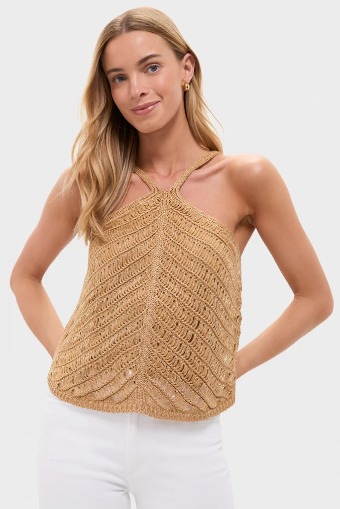 Gold Knit Halter Top | Tuckernuck (US)