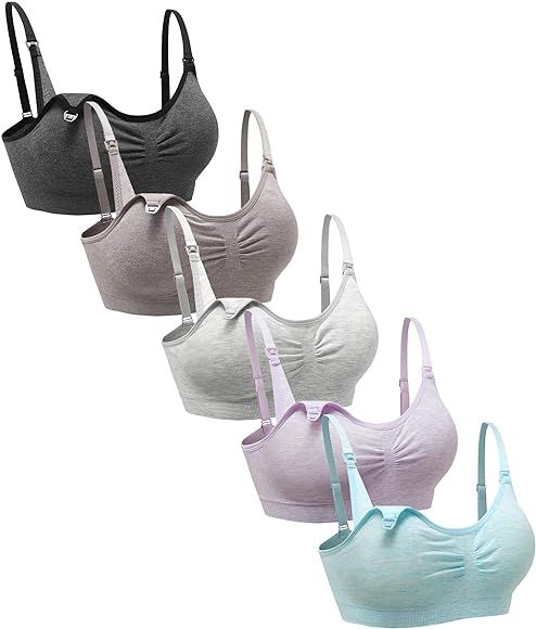 Suekaphin 5PACK Nursing Bra Wireless Bra Women's Sleeping Maternity Bra Breastfeeding Bra | Amazon (US)