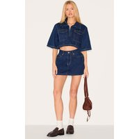 Indigo Contrast Stitch Denim Mini Skirt | PrettyLittleThing US