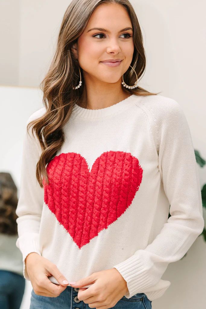 All For Love Ivory and Red Heart Sweater | The Mint Julep Boutique