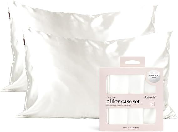 Kitsch Satin Pillowcase for Hair and Skin Queen, Softer Than Silk Pillow Cases Standard Size for ... | Amazon (US)