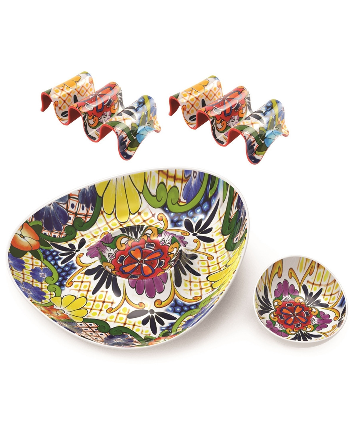Prepara 4-Piece Multi Taco Holder + Chip and Dip Bundle - Red, White, Print | Macy's