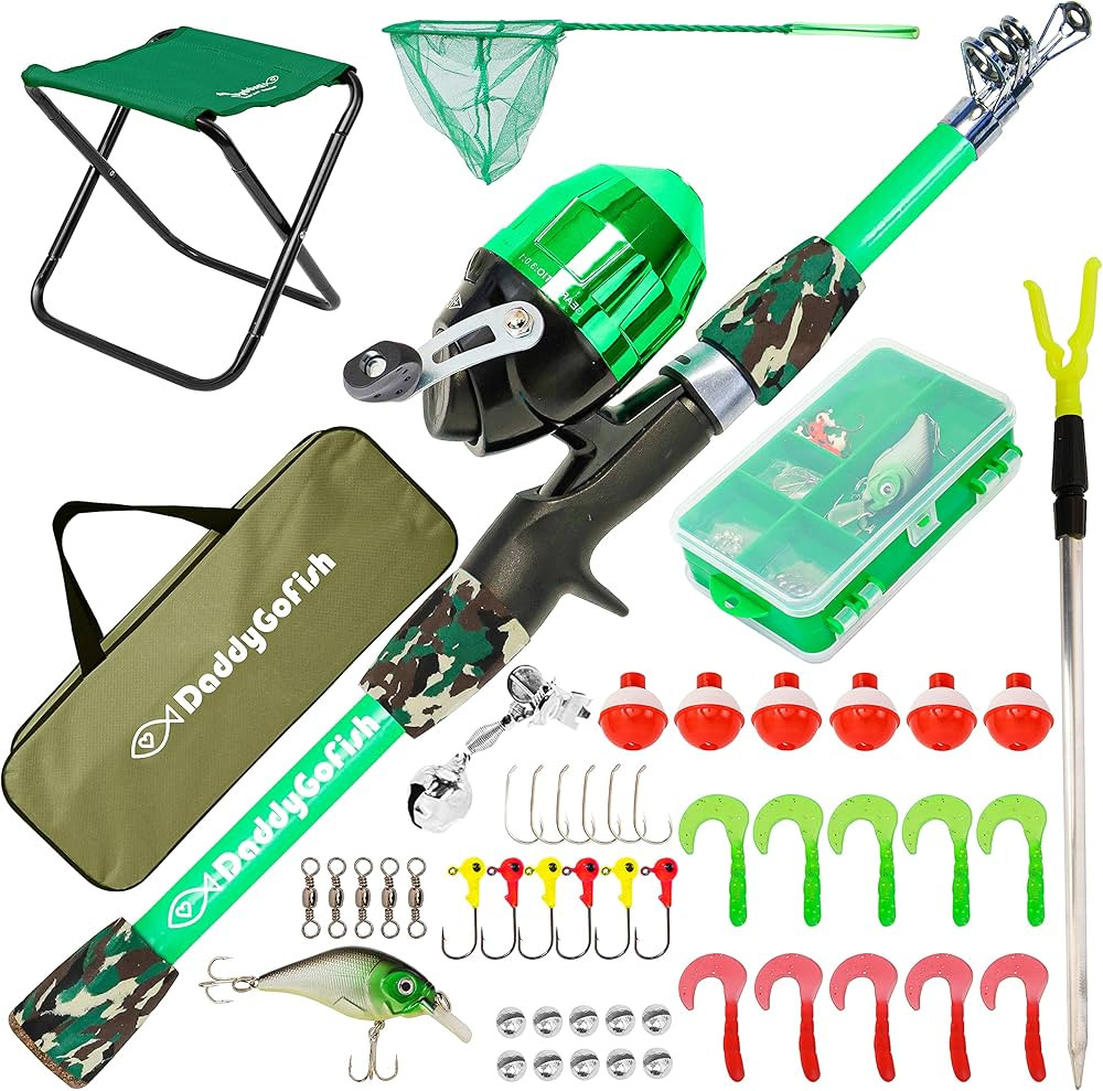 DaddyGoFish Kids Fishing Pole - Rod Reel Combo Tackle Box Starter Set - First Year Small Gear Kit... | Amazon (US)