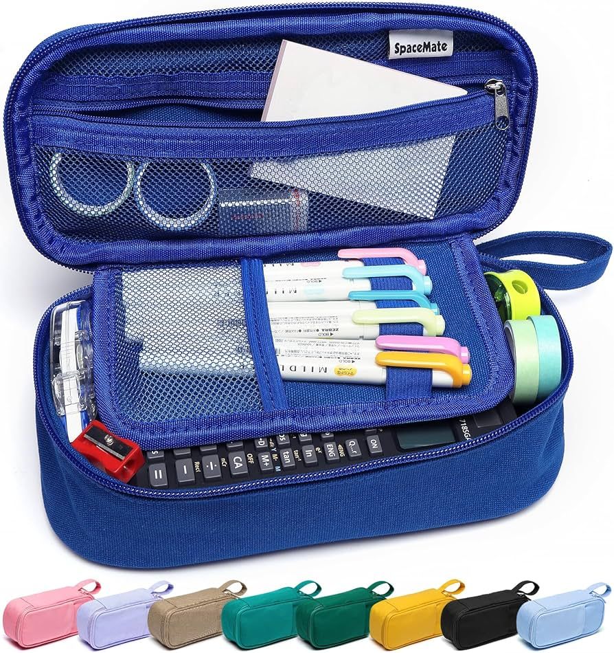 SPACEMATE Heavy Duty Canvas Pencil Case Pouch Bag - Holds 50-100 Pencils - Large Big Capacity Aes... | Amazon (US)