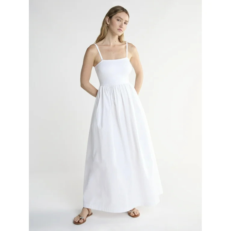 Scoop Women’s Mixed Fabric Maxi Dress, Sizes XS-XXL | Walmart (US)