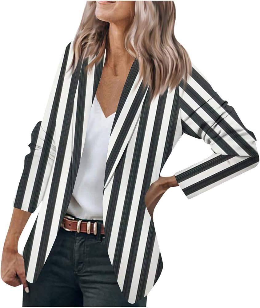 Blazer for Women 2023 Dressy Casual Long Sleeve Work Office Jackets Lightweight Single Button Bus... | Amazon (US)