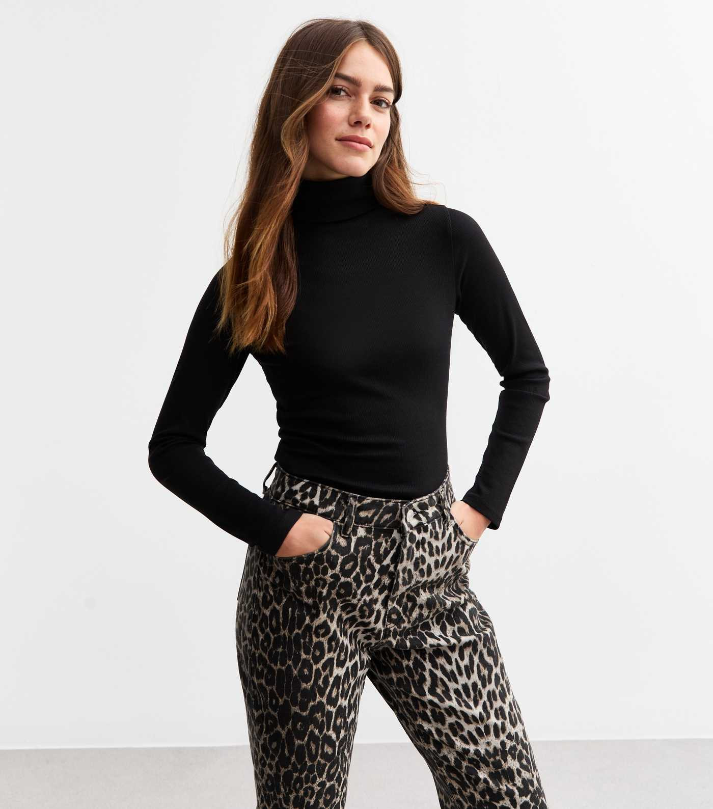 Petite Black Rib Roll Neck Top | New Look | New Look (UK)