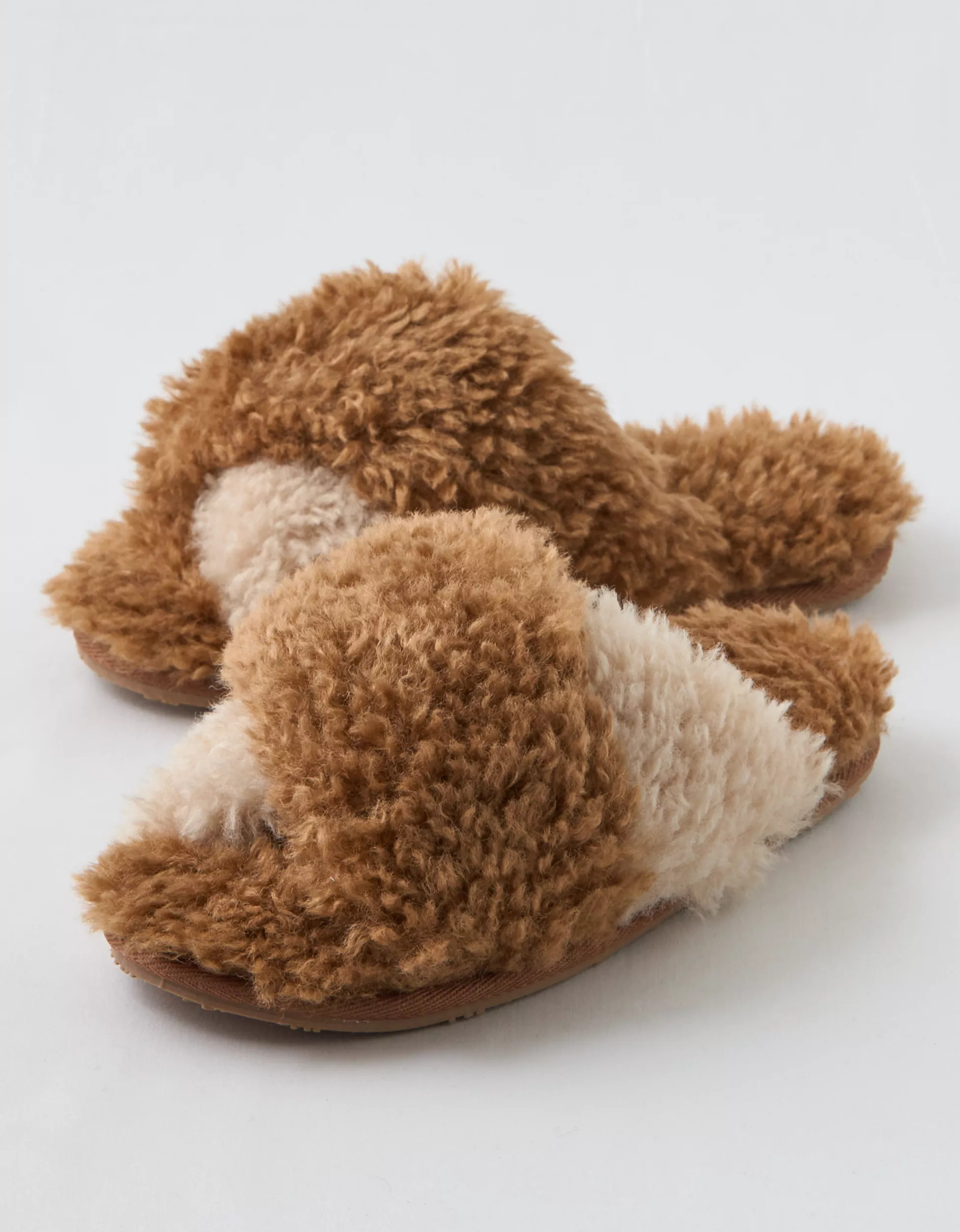 Aerie Fuzzy Criss Cross Slippers | Aerie