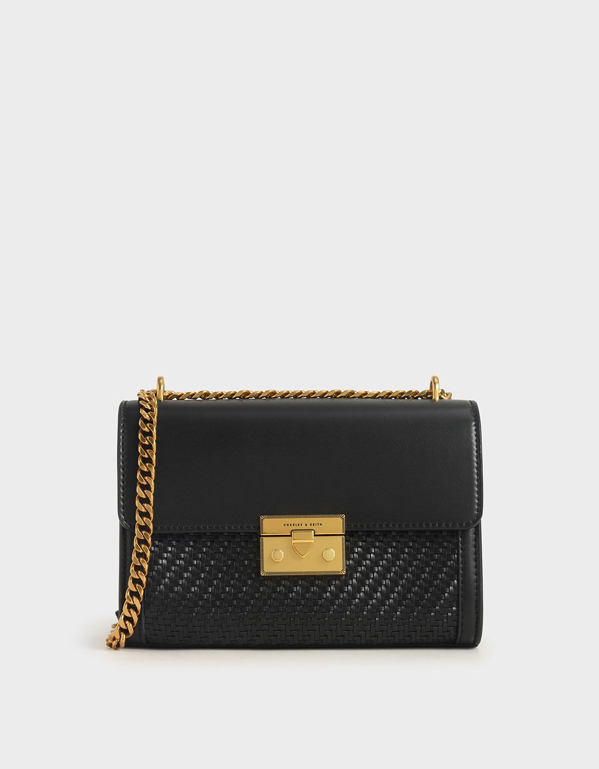 Woven Boxy Chain Strap Bag | CHARLES & KEITH (US)