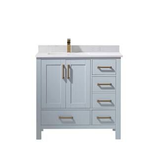 ROSWELL Shannon 36 in. Bath Vanity in Paris Grey with Composite Vanity Top in White with White Ba... | The Home Depot