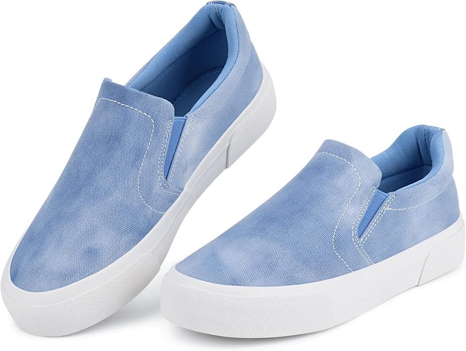 JENN ARDOR Women's Casual Slip-on Shoes Trendy Comfortable Walking Sneakers Stylish Flat Shoes No... | Amazon (US)