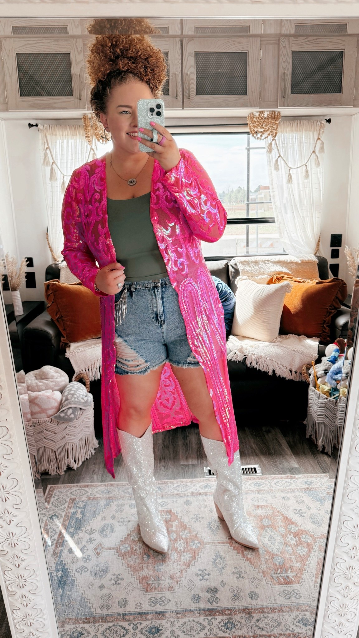 Concert outfit inspo ⚡️🪩🤍concert outfit | concert look | disco cowgirl | Nashville outfit | Nashville bachelorette look | Morgan wallen concert outfit | Taylor swift concert outfit | country concert outfit | western concert outfit | concert season | cowgirl boots | amazon cowboy boots | white cowgirl boots | amazon white cowgirl boots | amazon boots | amazon finds | amazon fashion | amazon outfit | amazon look | amazon concert outfit | amazon concert finds | western concert outfit | western fashion | amazon western fashion | amazon western outfit | blingy jean shorts | rhinestone jean shorts | curvy jean shorts | concert shorts | tank top | green tank top  | kimono | pink kimono | amazon kimono 

#LTKSaleAlert #LTKMidsize #LTKStyleTip