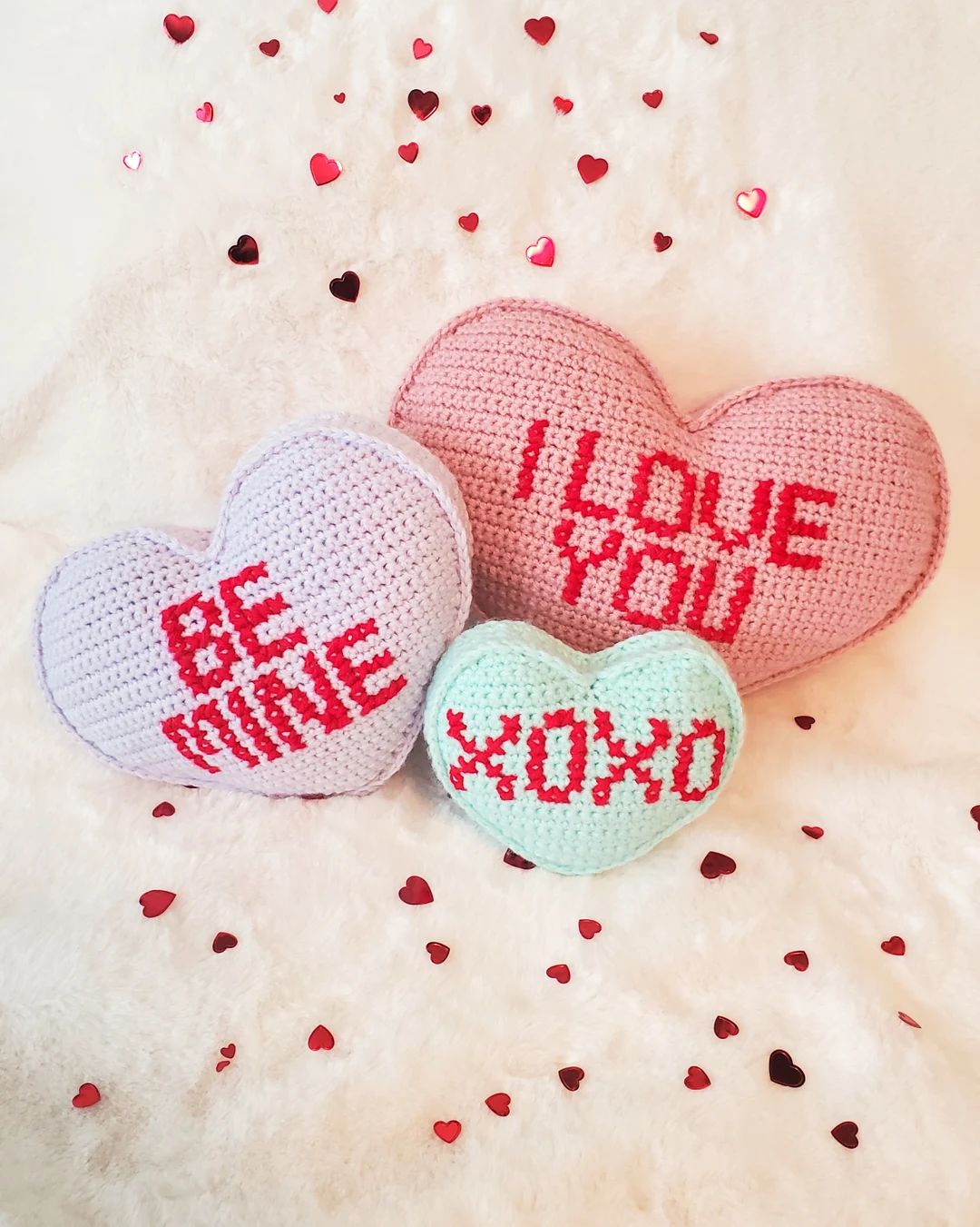 Candy Heart Pillows, Handmade Heart Throw Pillows, Valentine's Day Gift Set, Heart Cushion, Valen... | Etsy (US)