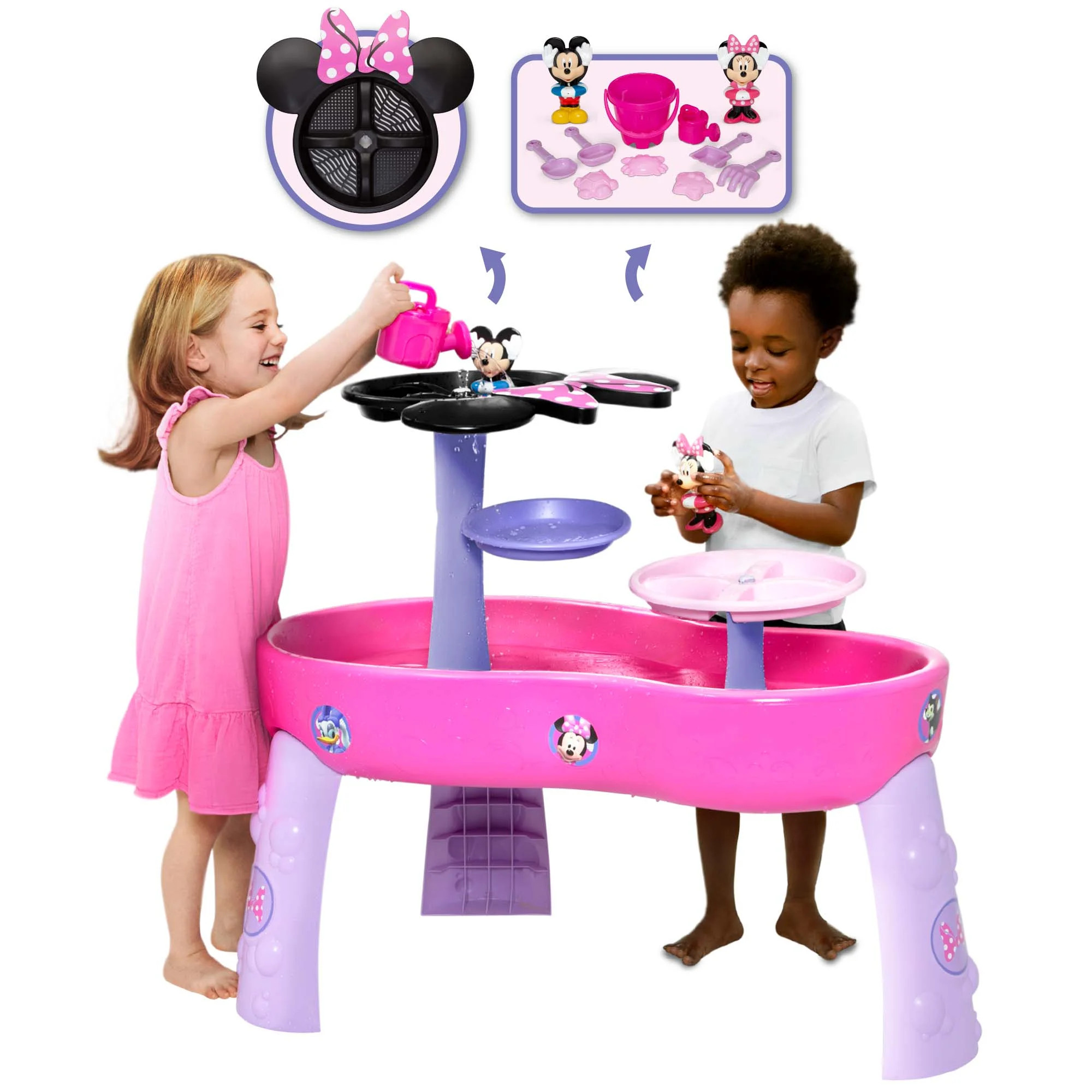 Disney Minnie Mouse Water Table by Delta Children - 3-Tier Water Table with 11-Piece Toy Set, Pin... | Walmart (US)