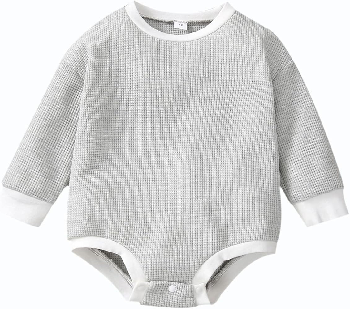 Amazon.com: Baby Girl Boy Crewneck Sweatshirts Oversized Knit Sweater Shirts Long Sleeve Romper P... | Amazon (US)