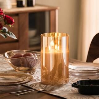 Grand Gold Mirrored LED Flameless Oversized Pillar Candle | The Home Depot