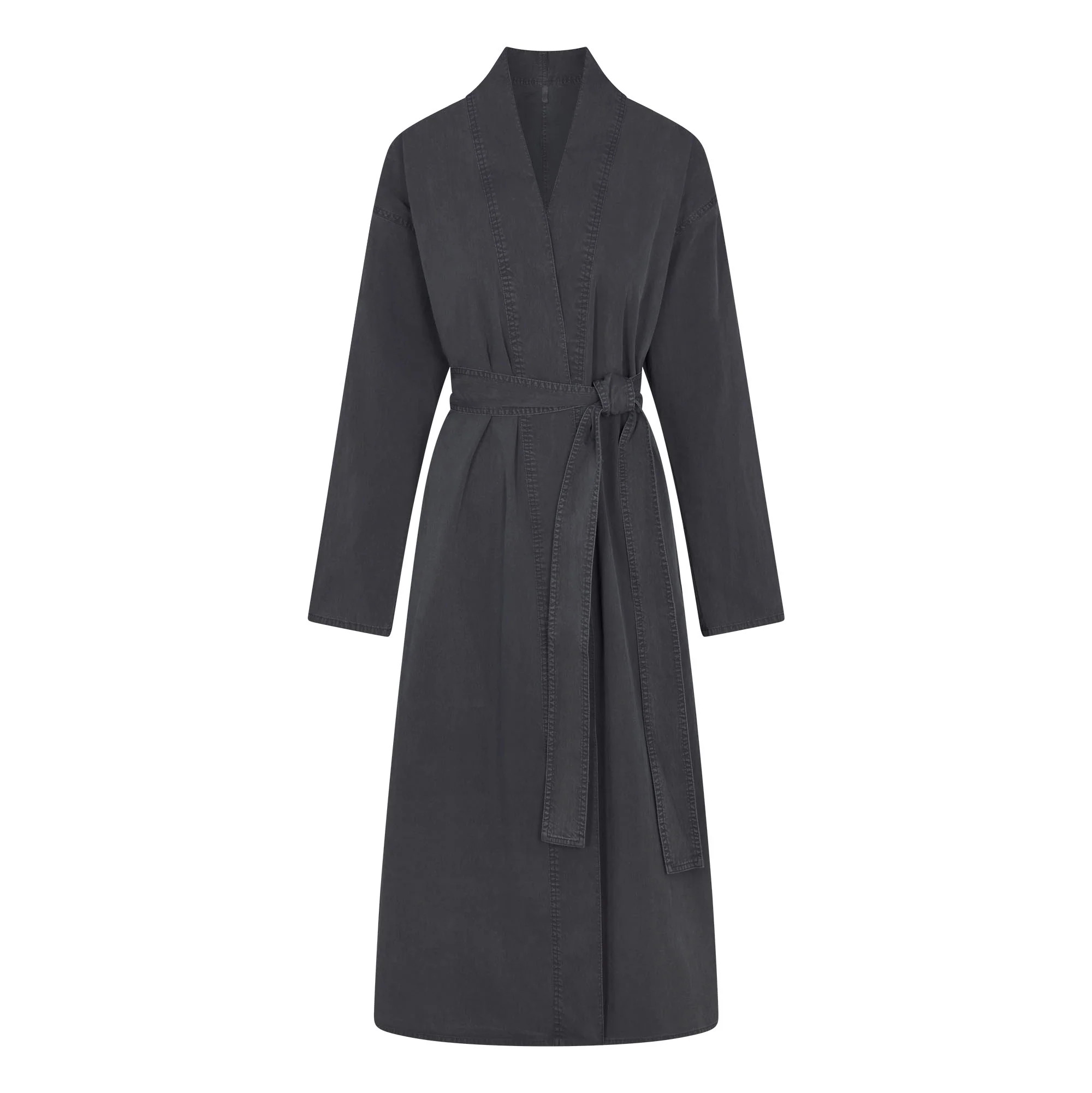 WOVEN LOUNGE LONG ROBE | ASH | SKIMS (US)