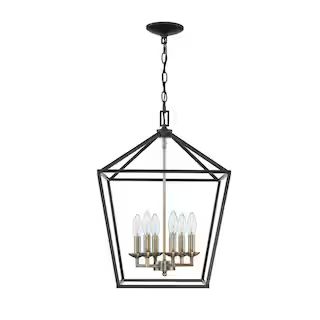 Home Decorators Collection Weyburn 6-Light Black and Gold Caged Farmhouse Dining Room Chandelier,... | The Home Depot