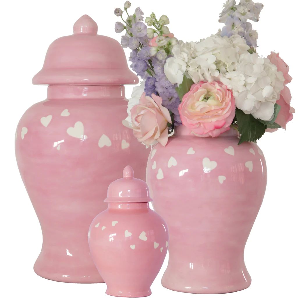 "Love is in the Air" Ginger Jars in Bubble Gum Pink | Lo Home by Lauren Haskell Designs