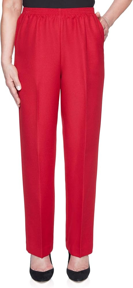 Alfred Dunner Women's Classic Textured Average Length Pant | Amazon (US)