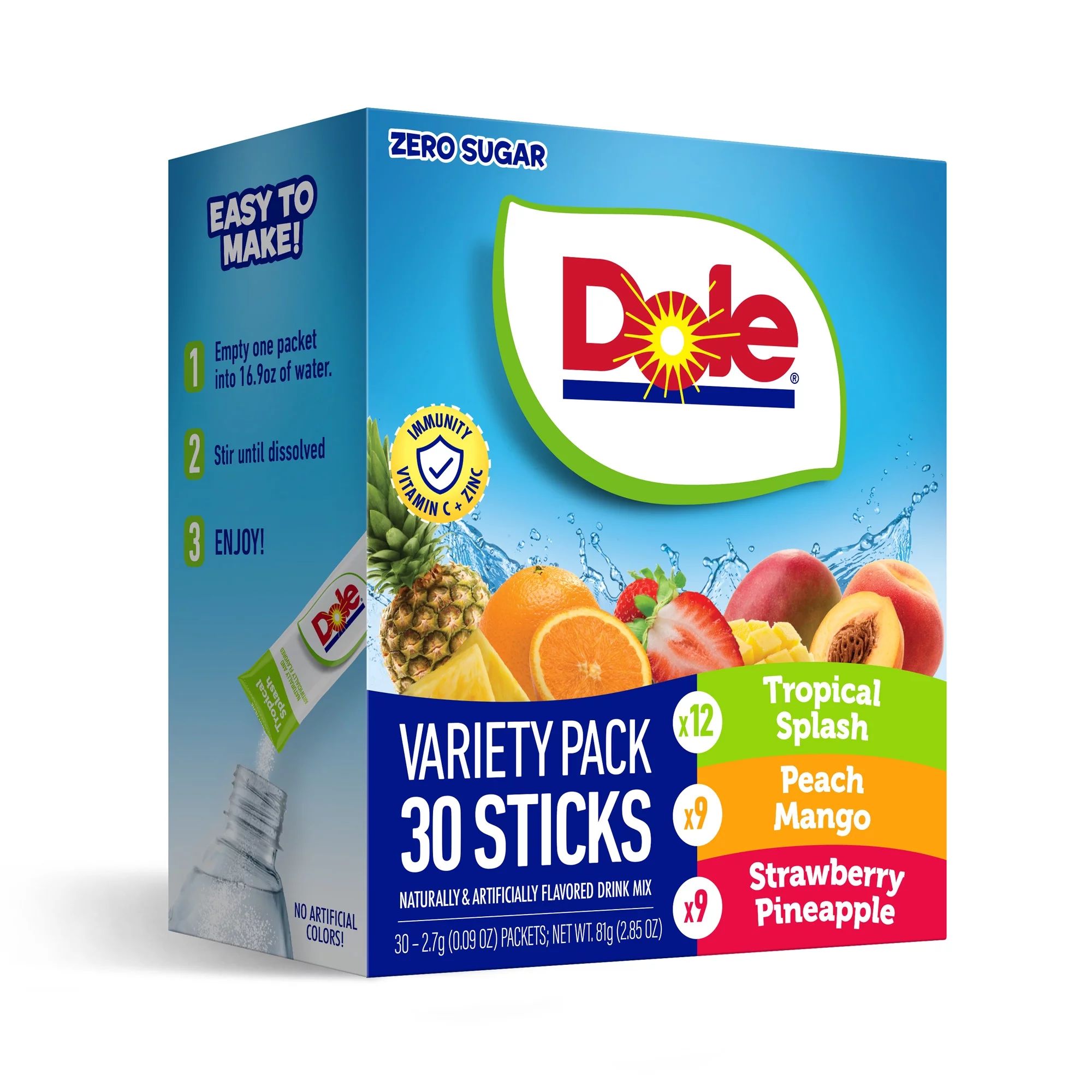 Dole Variety Pack, on the go, Powdered Drink Mix, 30 Count Packets, 3 Flavors- Tropical Splash, P... | Walmart (US)