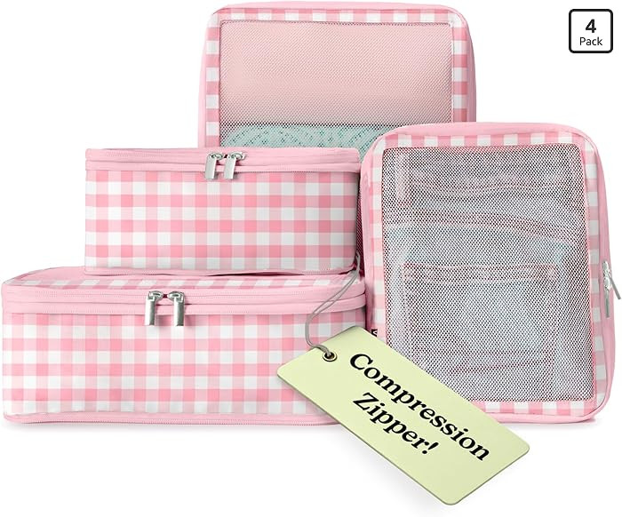 VANDEL Space-Saving Compression Packing Cubes for Kids + Women, Compressible Carry On Suit Case O... | Amazon (US)