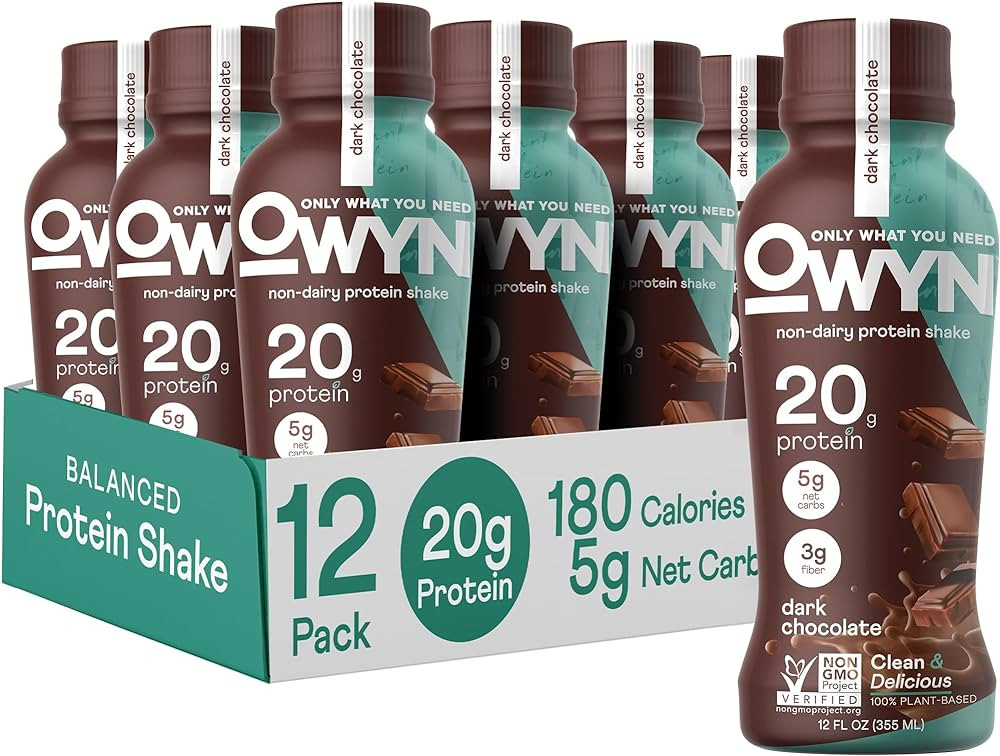 OWYN Only What You Need Plant Based Protein Shake, 20g Vegan Protein, Dark Chocolate, 4g Sugar, 5... | Amazon (US)