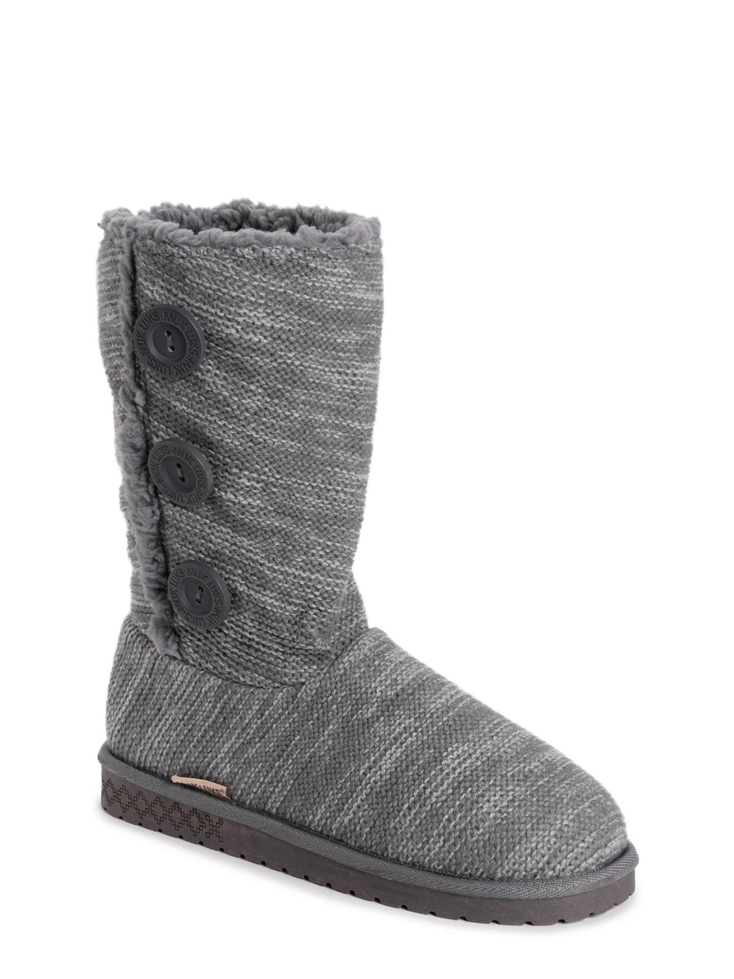 Muk Luks Women's Angel Faux Fur Lined Side Button Knit Boots | Walmart (US)