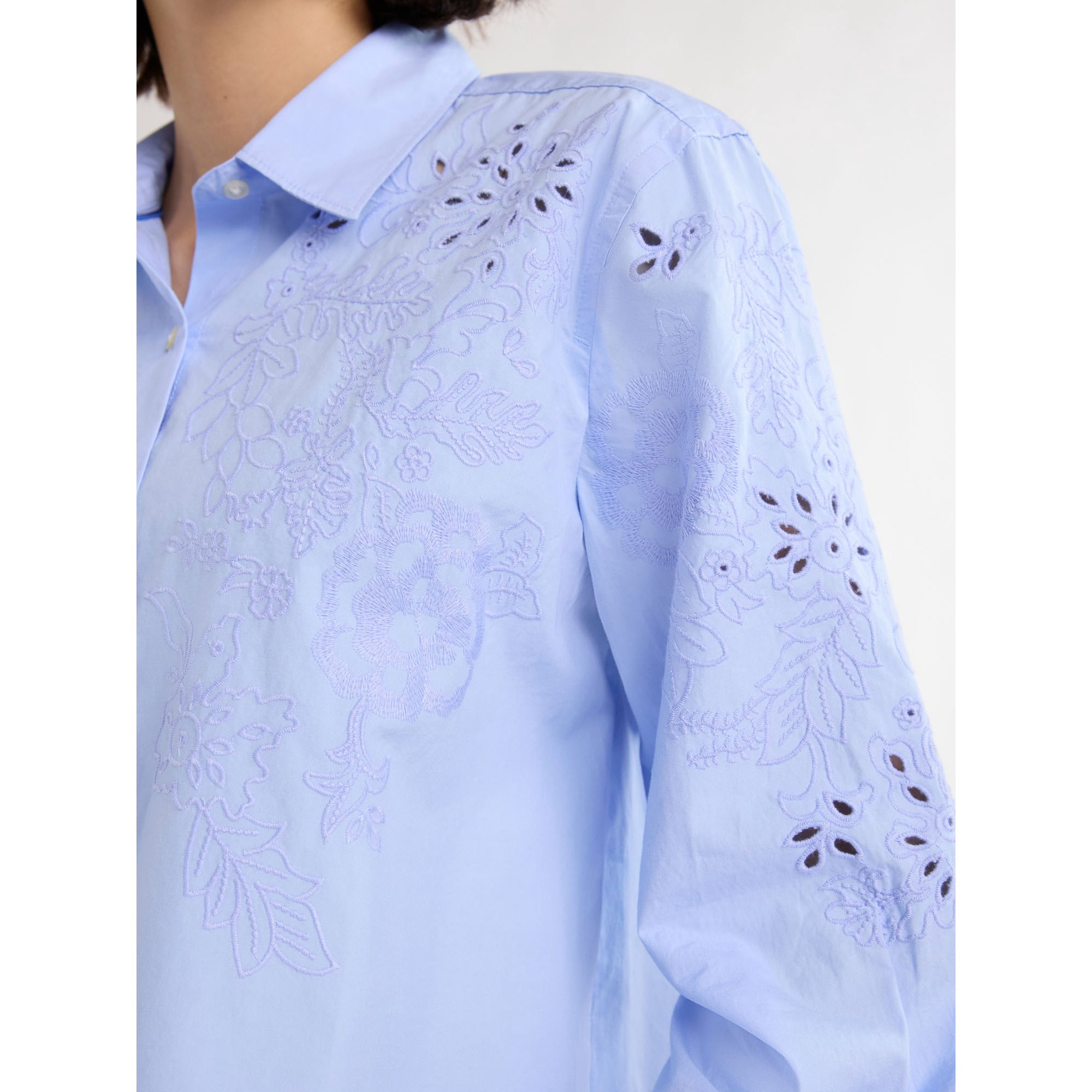 Free Assembly Women’s Button Front Cotton Embroidered Shirt with Long Sleeves, Sizes S-XXXL | Walmart (US)