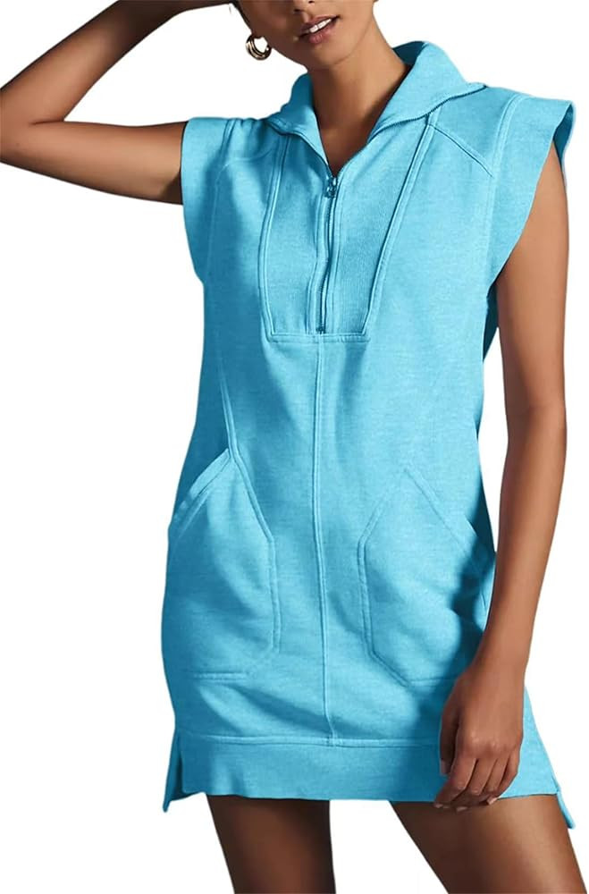Womens Half Zip Sweatshirt Dresses, Women’s Sleeveless Sweatshirt Dress | Amazon (US)