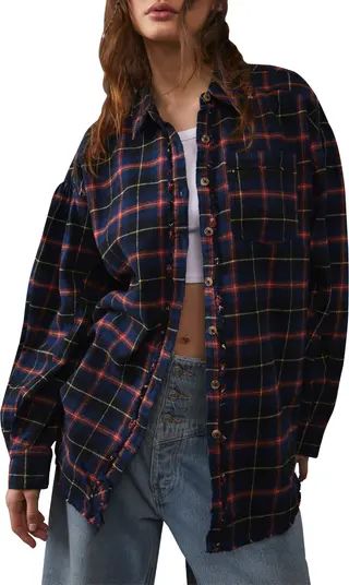 Happy Hour Plaid Long Sleeve Flannel Shirt | Nordstrom