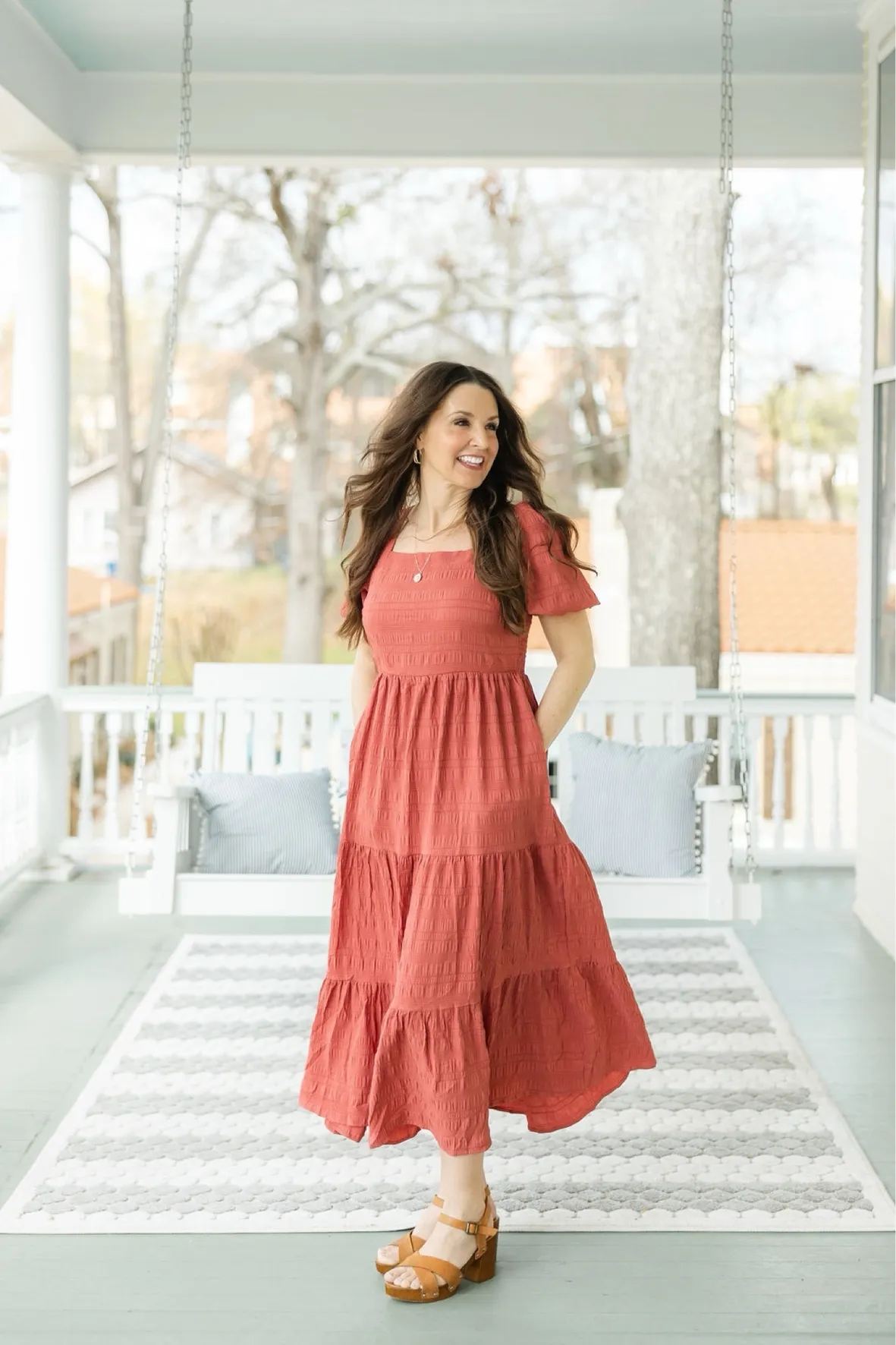 simply southern dresses Triple Tiered Ruffle Dress By: | Shop Here This is the perfect dress for summer Simply Southern Floral Scallop Sleeve